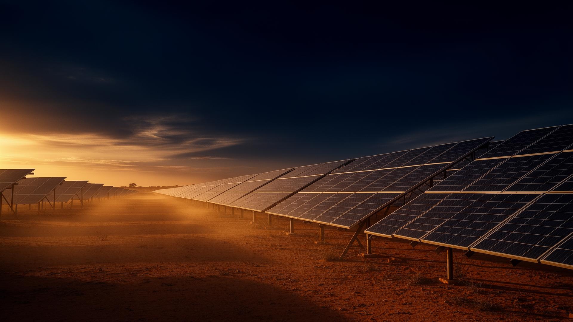 Solar field at dusk in the Sahel